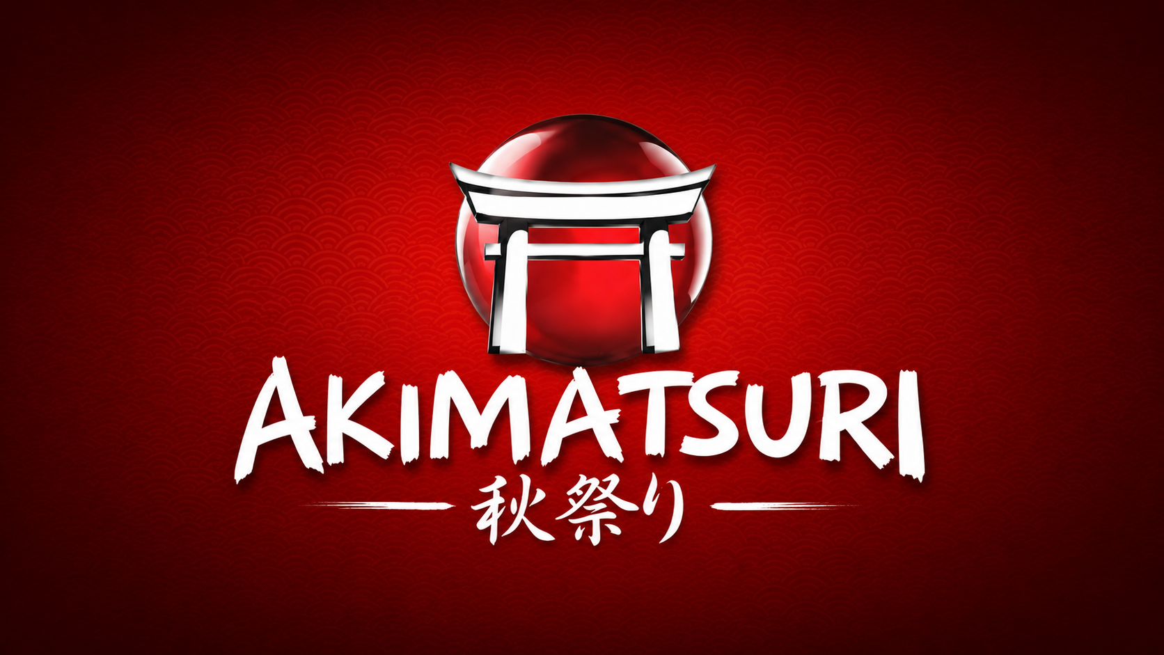 Identidade visual do festival Akimatsuri, com portal torii e sol vermelho
